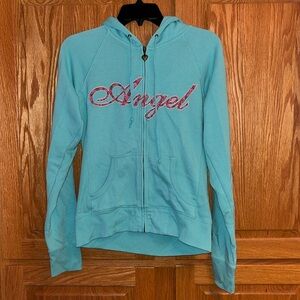 Turquoise Full Zip Angel Hoodie